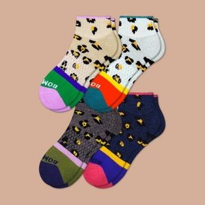 Bombas Sparkle Leopard Quarter Socks Set